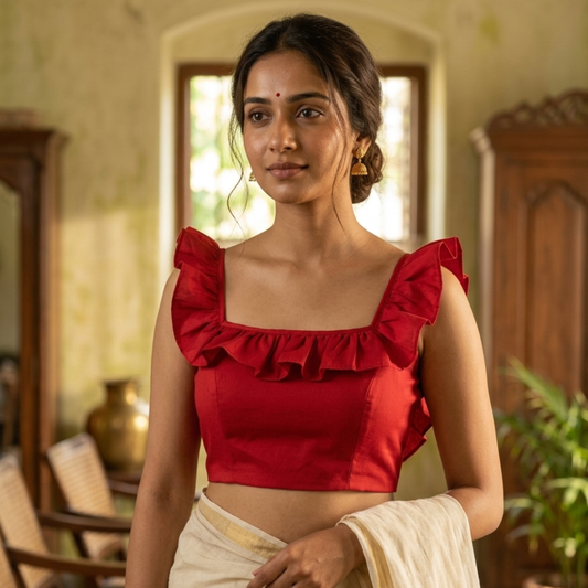 Alta Red Ruffle Blouse