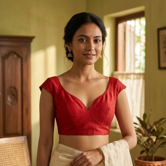 Rani Red Raw Silk Blouse
