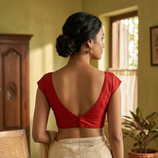 Rani Red Raw Silk Blouse